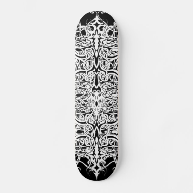 Tribal Empire Tattoo Black and White Skateboard (Front)