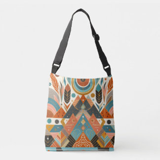 Tribal Ethnic African Pattern Earth Multicolors Crossbody Bag