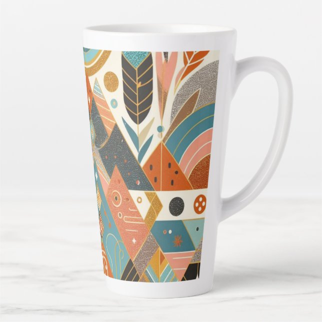 Tribal Ethnic African Pattern Earth Multicolors  Latte Mug (Right)