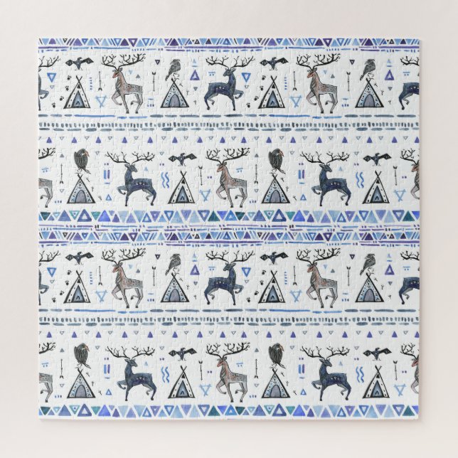 Tribal ethnic, animals dream catcher, seamless. jigsaw puzzle (Vertical)