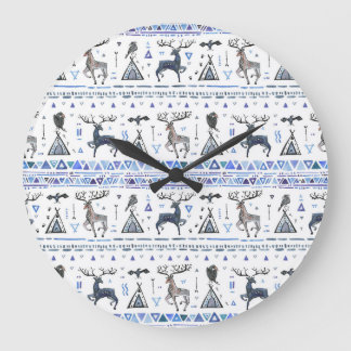Tribal ethnic, animals dream catcher, seamless. large clock