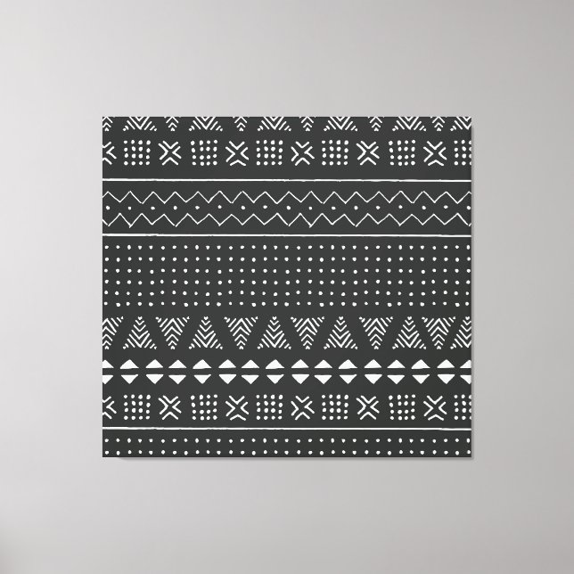 Tribal ethnic: black white pattern. canvas print (Front)
