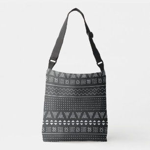 Tribal ethnic: black white pattern. crossbody bag