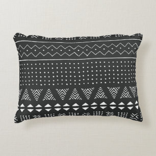 Tribal ethnic: black white pattern. decorative cushion