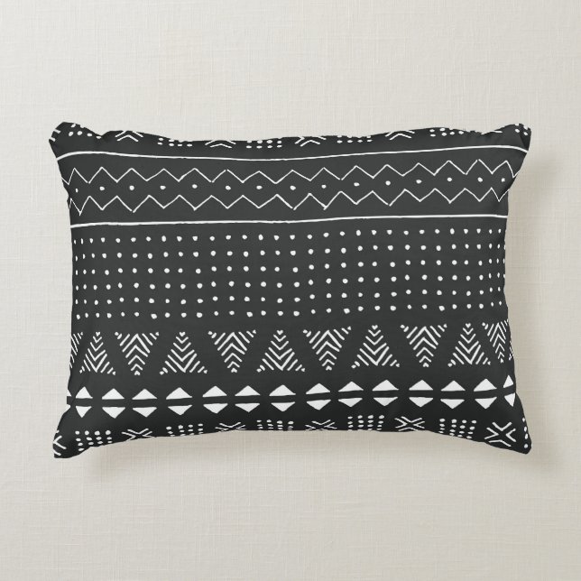 Tribal ethnic: black white pattern. decorative cushion (Front)