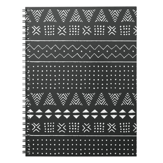 Tribal ethnic: black white pattern. notebook (Front)