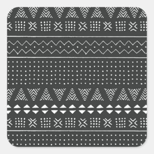 Tribal ethnic: black white pattern. square sticker
