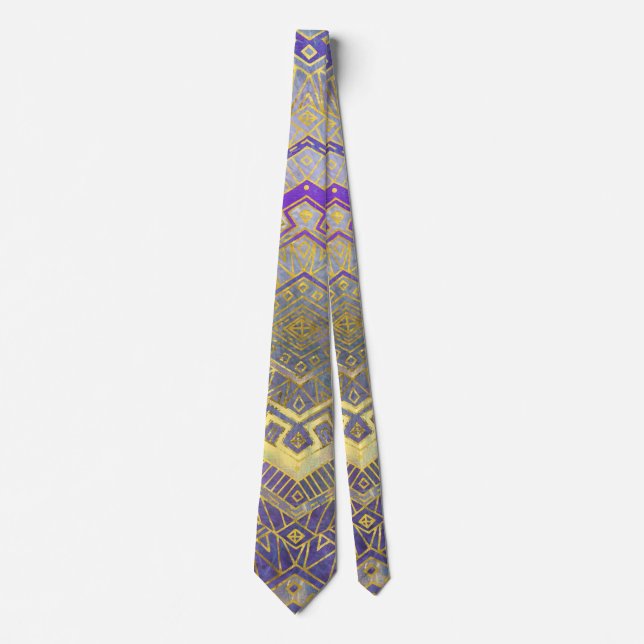 Tribal  Ethnic Boho Pattern gold and gentle purple Tie (Front)