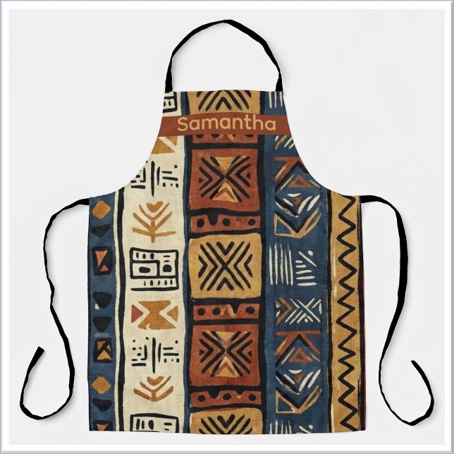 Tribal Ethnic Brown Gold & Green Apron (Creator Uploaded)