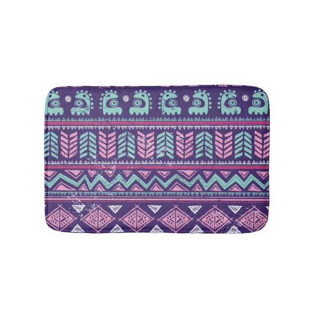 Tribal Ethnic: Colourful Seamless Pattern. Bath Mat (Front)