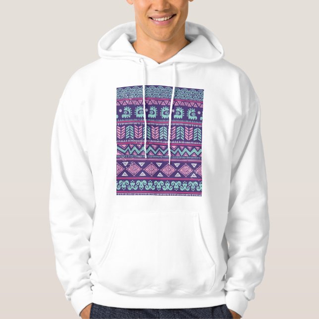 Tribal Ethnic: Colourful Seamless Pattern. Hoodie (Front)