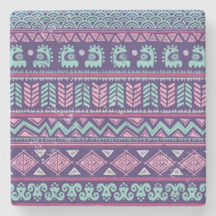 Tribal Ethnic: Colourful Seamless Pattern. Stone Coaster