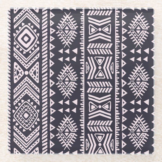 Tribal ethnic, fifth seamless pattern. glass coaster (Front)