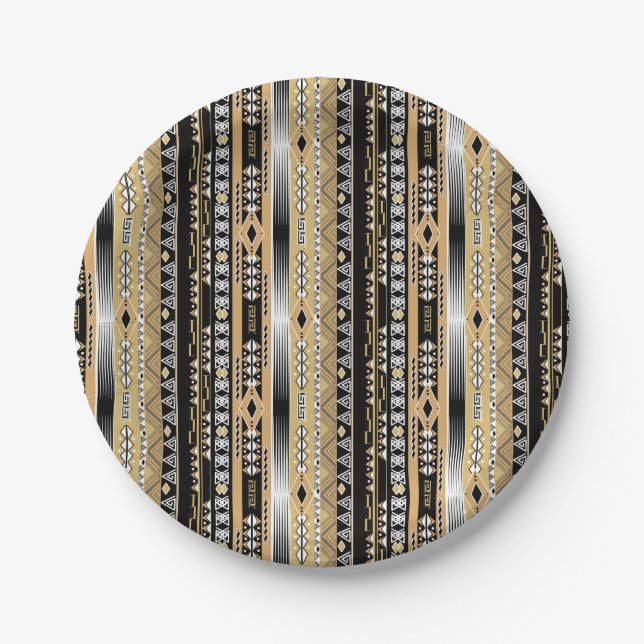 Tribal , ethnic, ornament paper plate (Front)