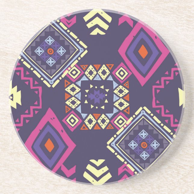 Tribal ethnic, primitive geometric background. coaster (Front)