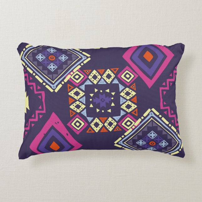 Tribal ethnic, primitive geometric background. decorative cushion (Front)