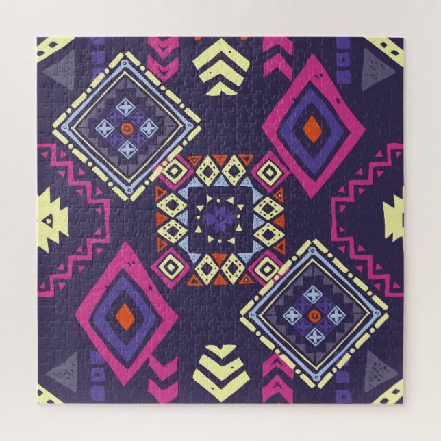 Tribal ethnic, primitive geometric background. jigsaw puzzle (Vertical)