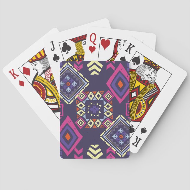 Tribal ethnic, primitive geometric background. playing cards (Back)