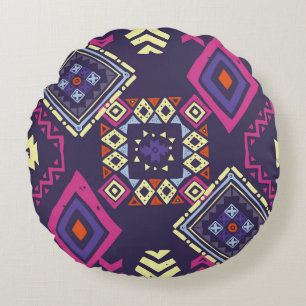 Tribal ethnic, primitive geometric background. round cushion