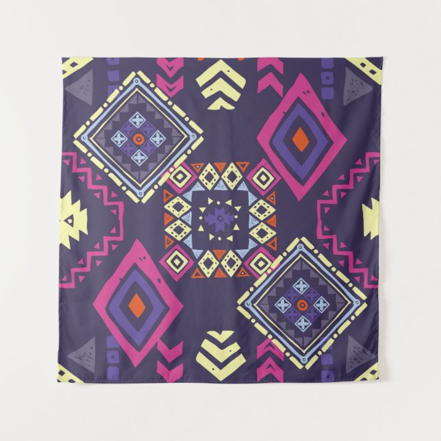 Tribal ethnic, primitive geometric background. tapestry (Front)