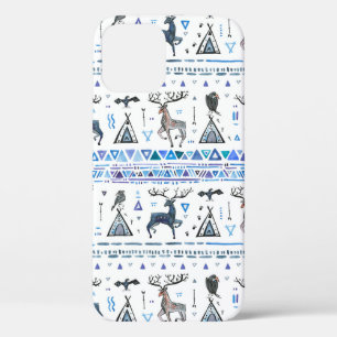 Tribal ethnic seamless pattern with animals and dr iPhone 12 case