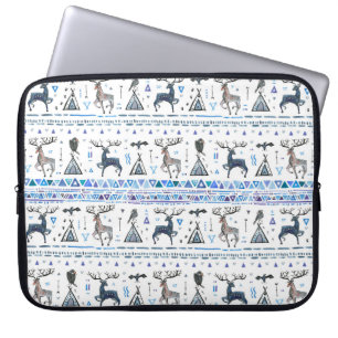 Tribal ethnic seamless pattern with animals and dr laptop sleeve