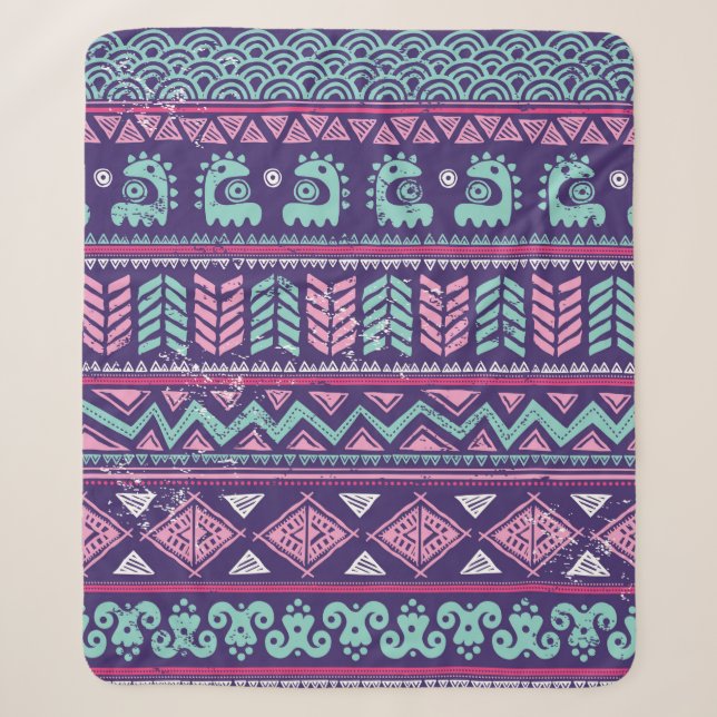 Tribal ethnic seamless sherpa blanket (Front)