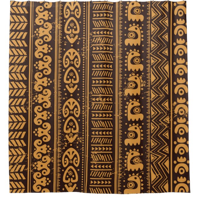 Tribal ethnic seamless shower curtain (Front)