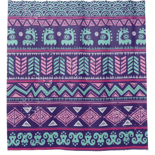 Tribal ethnic seamless shower curtain (Front)