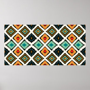 Tribal ethnic seamless striped pattern in aztec st poster
