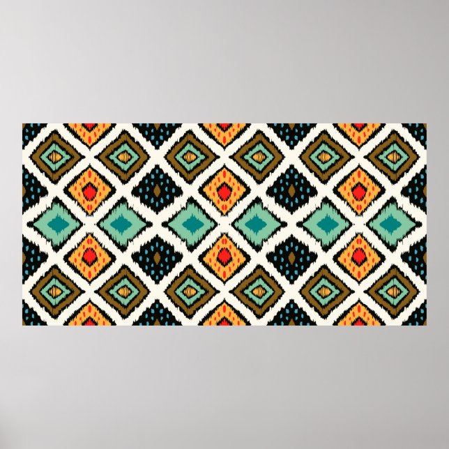 Tribal ethnic seamless striped pattern in aztec st poster (Front)