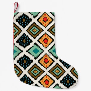 Tribal ethnic seamless striped pattern in aztec st small christmas stocking