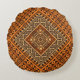 Tribal ethnic textile pattern african style round cushion