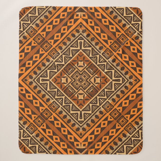 Tribal ethnic textile pattern african style sherpa blanket (Front)