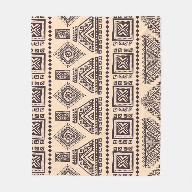 Tribal, ethnic, vintage business pattern fleece blanket (Front)