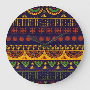 Tribal Ethno: Seamless Pattern Design. Large Clock