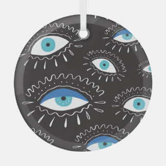 Tribal Eye Feathers Fashion Pattern Glass Tree Decoration