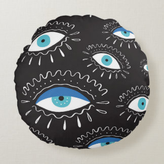 Tribal Eye Feathers Fashion Pattern Round Cushion