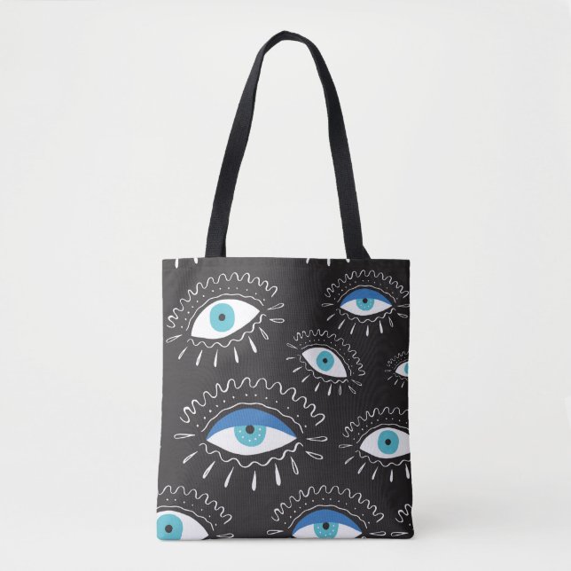Tribal Eye Feathers Fashion Pattern Tote Bag (Front)
