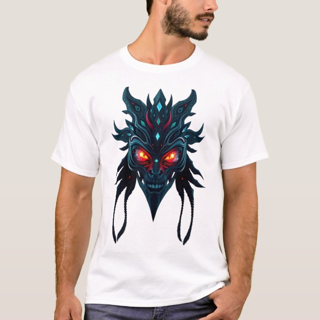 Tribal Face in Space Galaxy Eyes T-Shirt (Front)