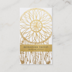 Tribal Faux Gold Foil Bohemian Dream Catcher Business Card