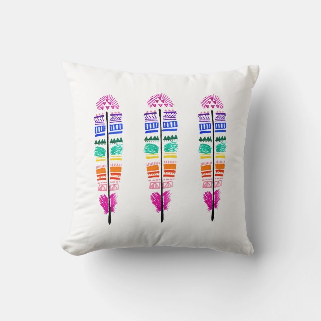 Tribal Feather Pillow By Megaflora (Front)