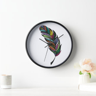 Tribal Feather Wall Clock