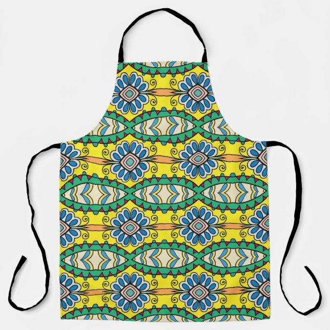 Tribal floral, ornate, hand-drawn pattern. apron (Front)