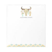 Tribal Floral Skull and Feathers Personalised