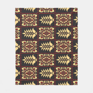 Tribal Floral: Vintage Pattern Elegance Fleece Blanket