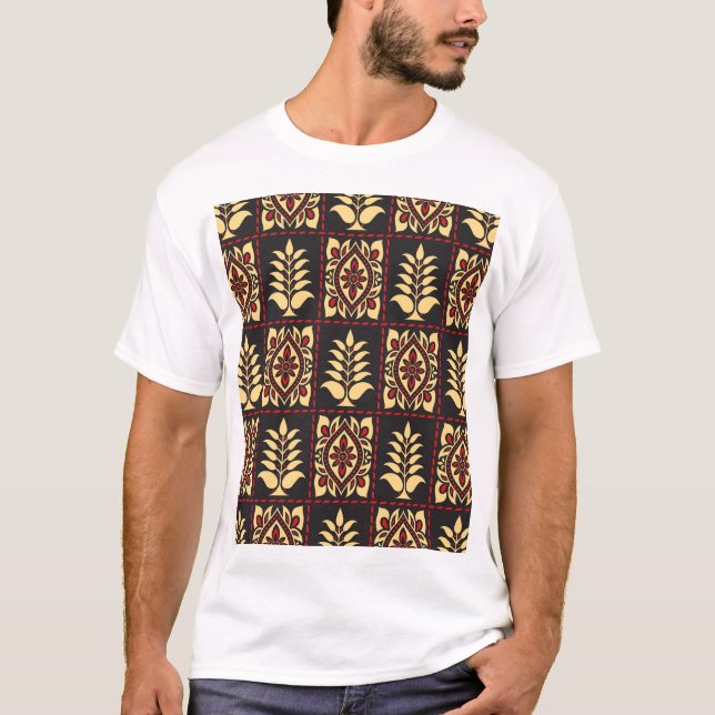 Tribal Floral: Vintage Pattern Elegance T-Shirt (Front)