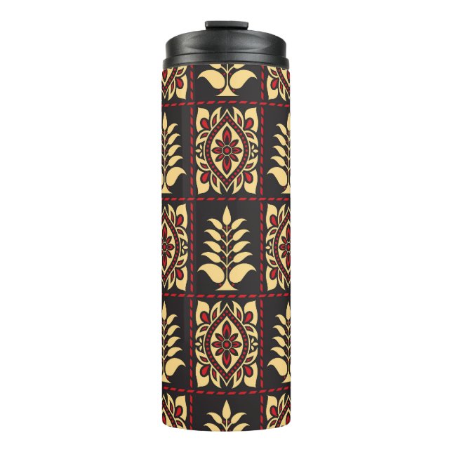 Tribal Floral: Vintage Pattern Elegance Thermal Tumbler (Front)