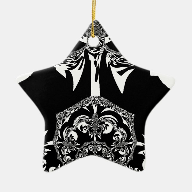 Tribal Flower Ceramic Tree Decoration (Front)