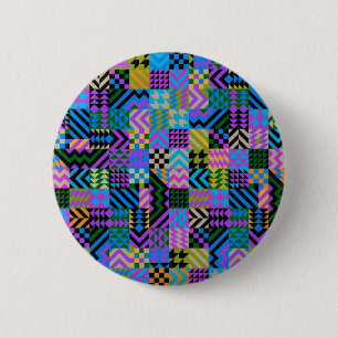 Tribal Folk Art - Blue 6 Cm Round Badge